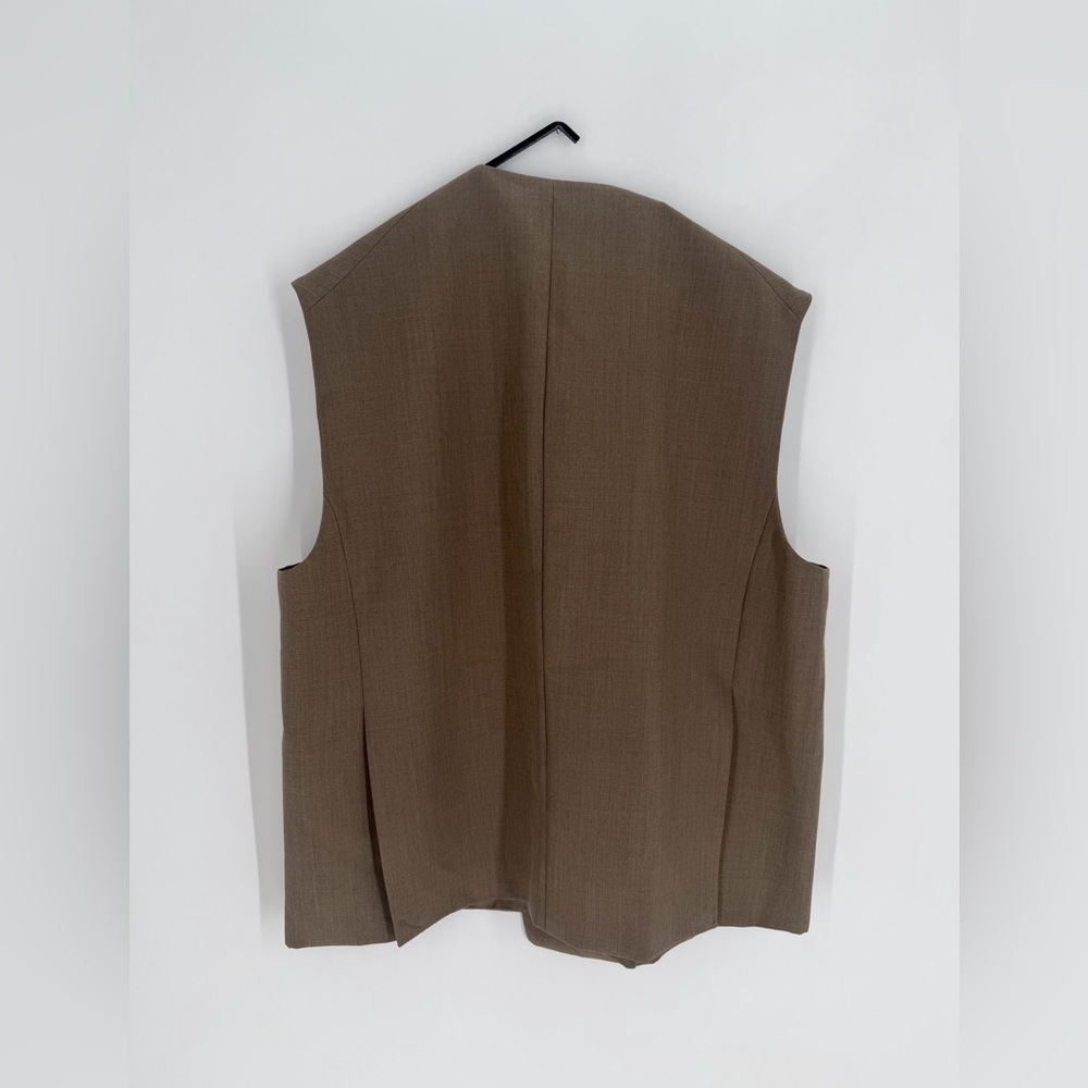 Cos Longline Wool Blend Twill Relaxed Fit Beige Waistcoat - Picture 5 of 6